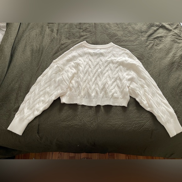 Pink Rose Cream Cable Knit Sweater - Picture 2 of 4